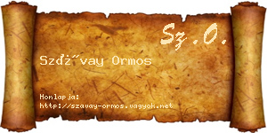 Szávay Ormos névjegykártya